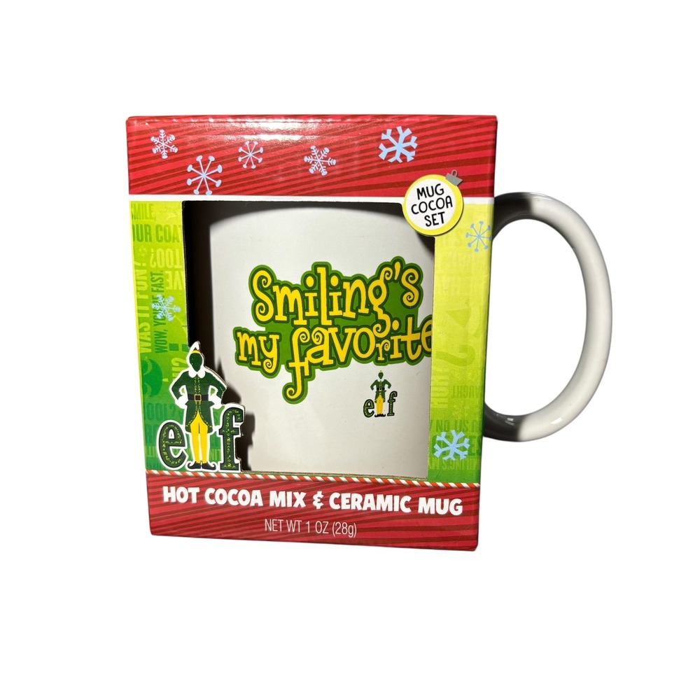 Elf Movie Mug Cocoa Set Smiling's My Favorite Ceramic Coffee Cup Gift‎ 2023